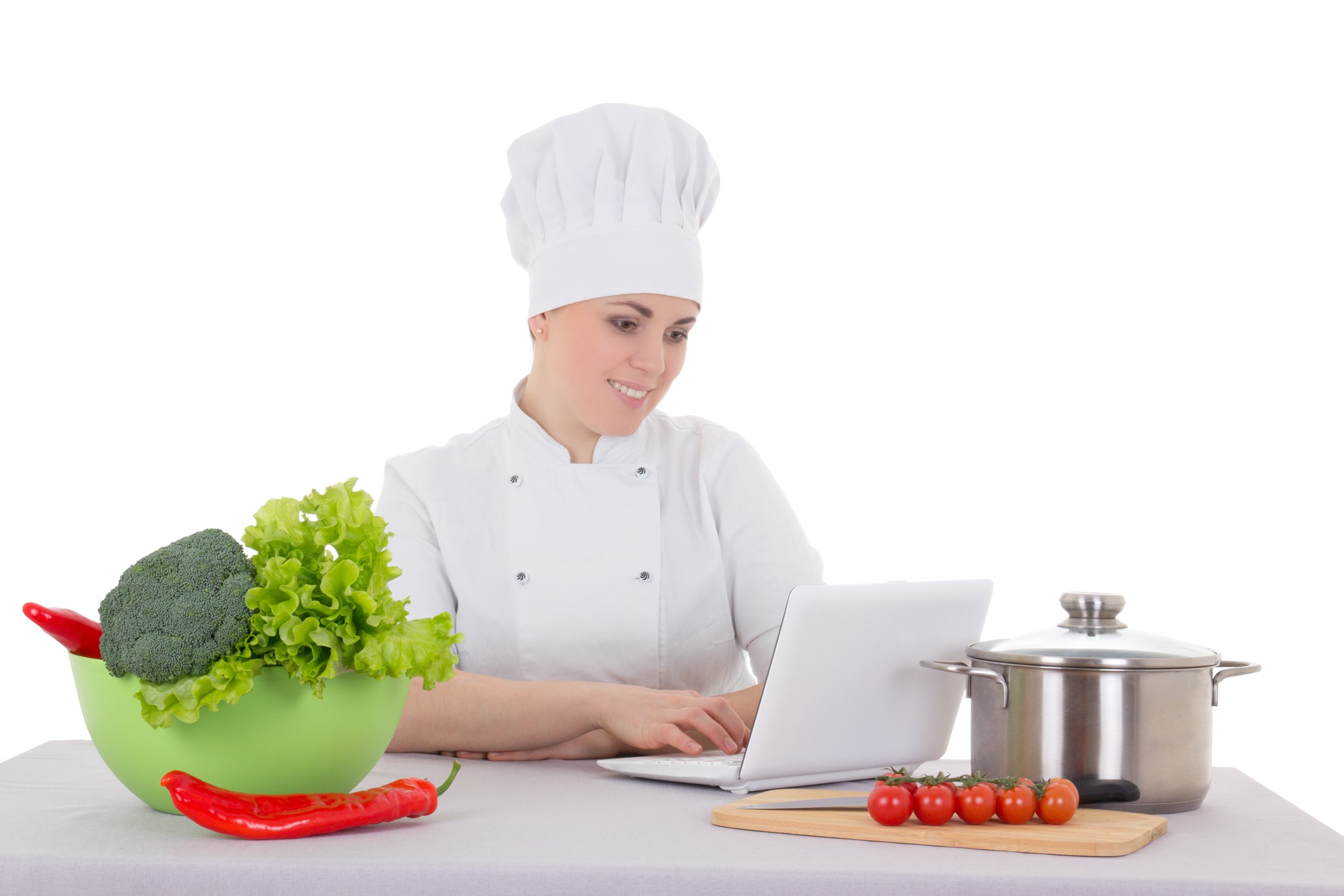 Scena di lezione online con chef che mostra una tecnica